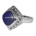Lapis Lazuli Gemstone With 925 Sterling Silver Solitaire Simple Design Ring for Casual Wear Jewellery